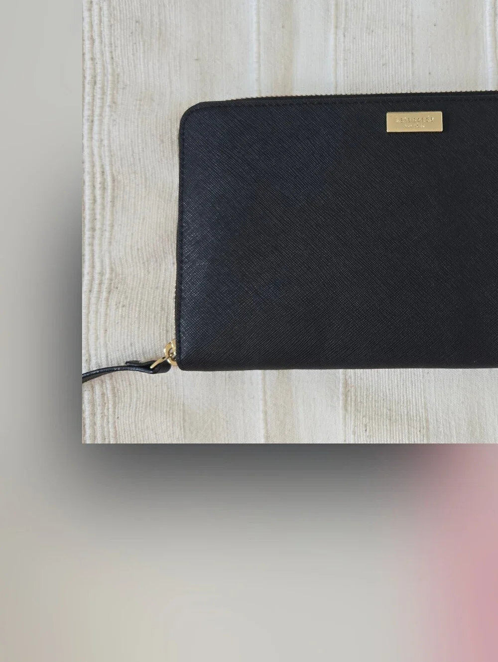 Kate Spade Talla Laurel Large Travel Wallet Clutch‎ Zip Organazer Black Leather